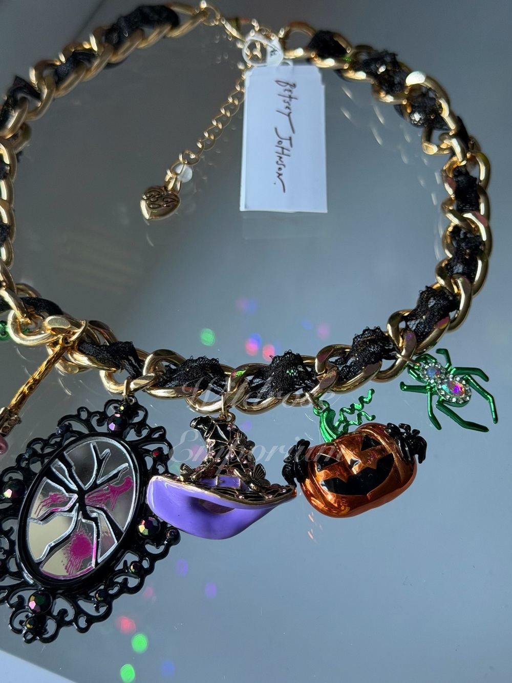 Betsey Johnson Halloween Collar Statement Necklace Witch Broom Spider Cat Snake - Picture 5 of 14
